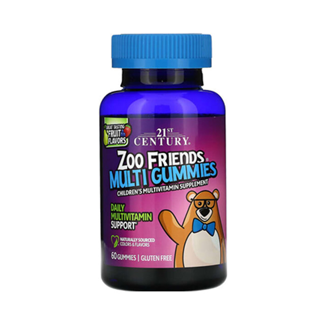 21st Century – Zoo Friends, Multi Gummies, Fruit, 60 Gummies