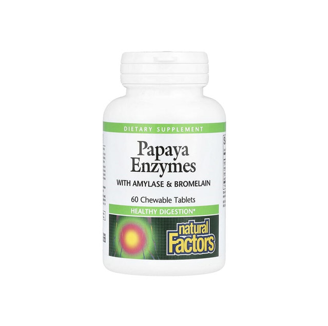 207R8R7R6R6R5.jpg Natural Factors – Papaya Enzymes with Amylase & Bromelain, 60 Chewable Tablets