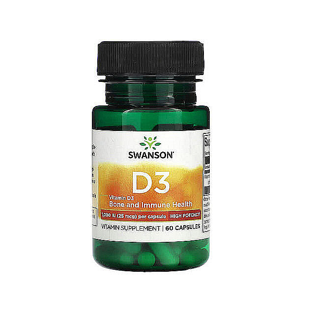 21800242.jpg Swanson – Vitamin D3, High Potency, 25mcg (1,000 IU), 60 Capsules