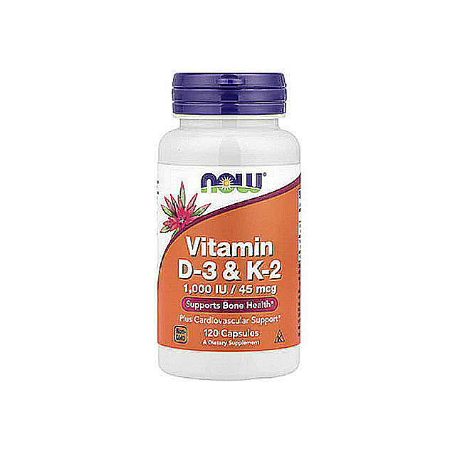 NOW Foods – Vitamin D-3 & K-2, 120 Capsules