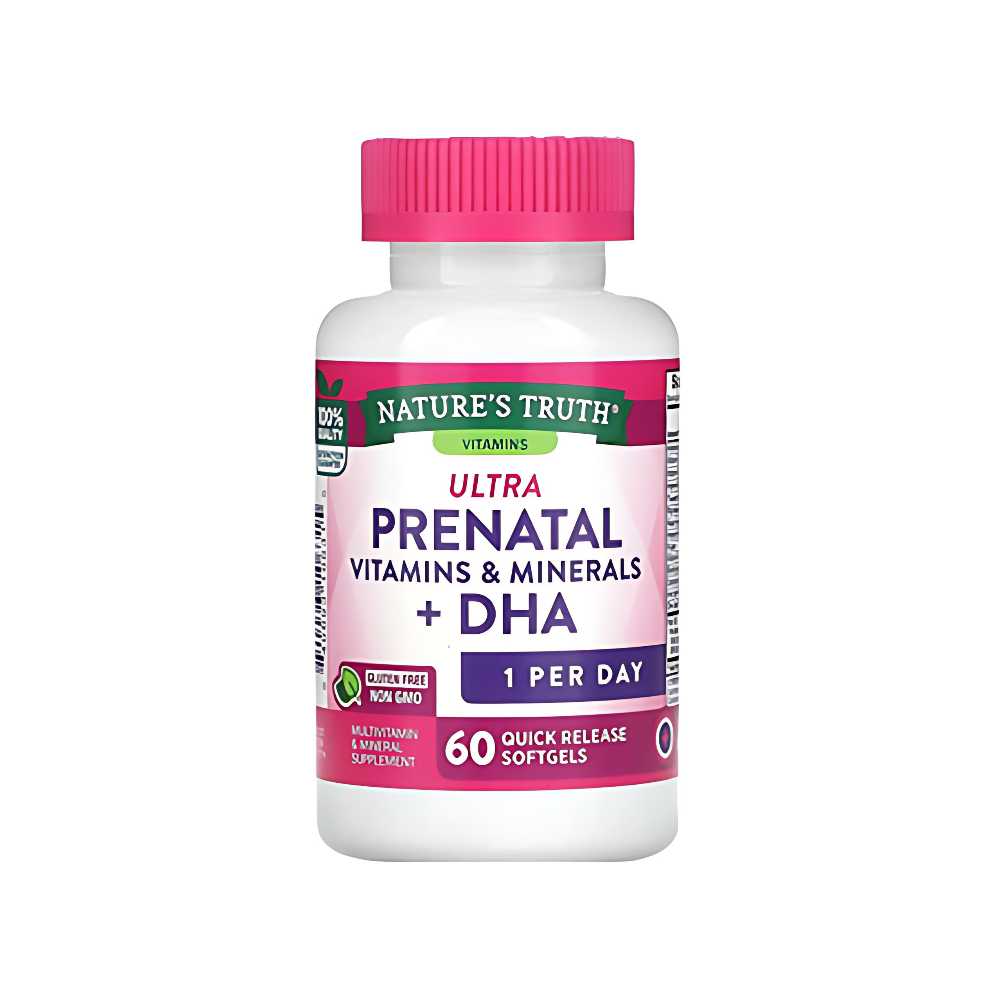 Nature’s Truth – Ultra Prenatal Vitamins & Minerals + DHA, 60 Quick Release Softgels