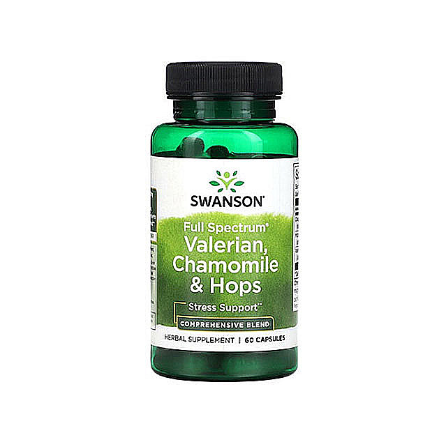 Swanson – Full Spectrum Valerian, Chamomile & Hops, 60 Capsules