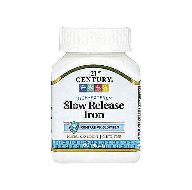 21st Century – Slow Release Iron, High Potency (45mg), 60 Tablets