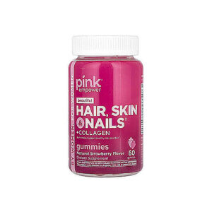 Pink – Beautiful, Hair, Skin & Nails + Collagen, Natural Strawberry, 60 Gummies