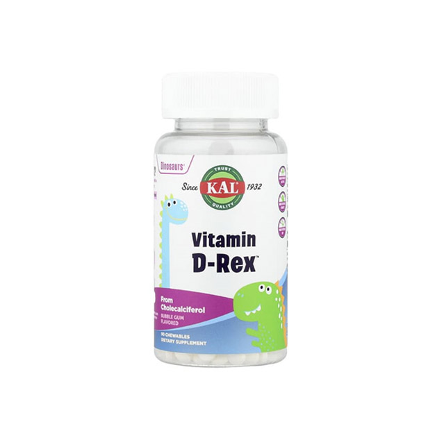 KAL – Dinosaurs®, Vitamin D-Rex™ (10mcg), 90 Chewable Bubble Gums