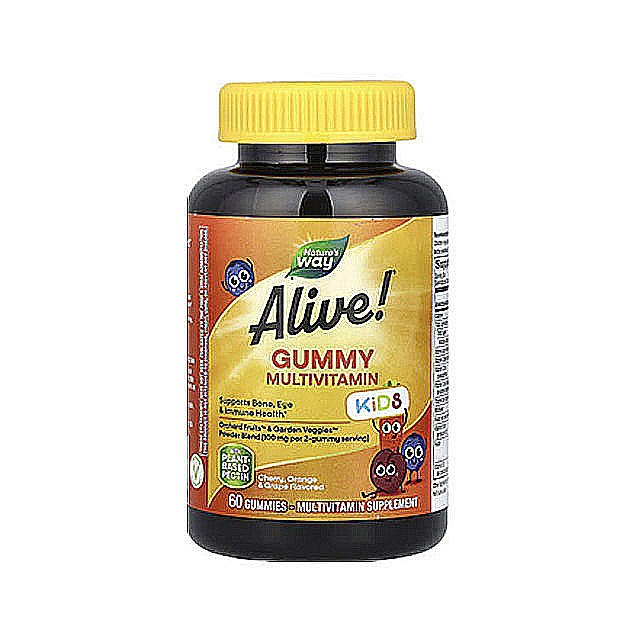 Nature’s Way – Alive! Kids, Gummy Multivitamin, Cherry, Orange & Grape, 90 Gummies
