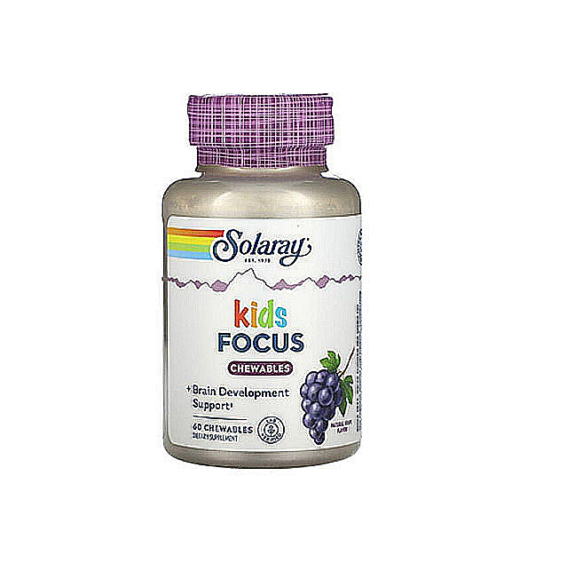 Solaray – Kids Focus Chewables, Natural Grape, 60 Chewables