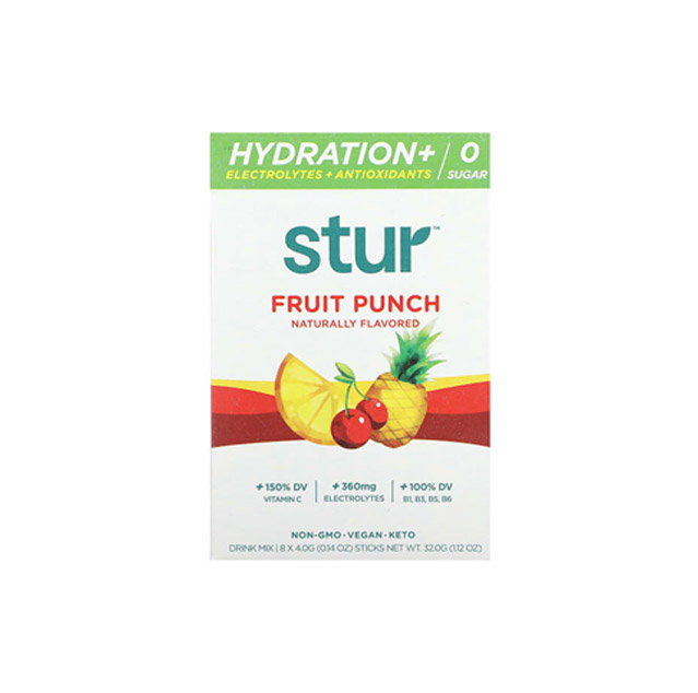 Stur – Hydration + Electrolytes + Antioxidants Drink Mix, Fruit Punch, 8 Sticks, 0.14 oz (4 g) Each