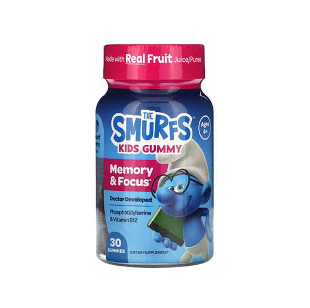 The Smurfs – Kids Gummy, Memory & Focus, Ages 4+, Smurf Berry, 30 Gummies