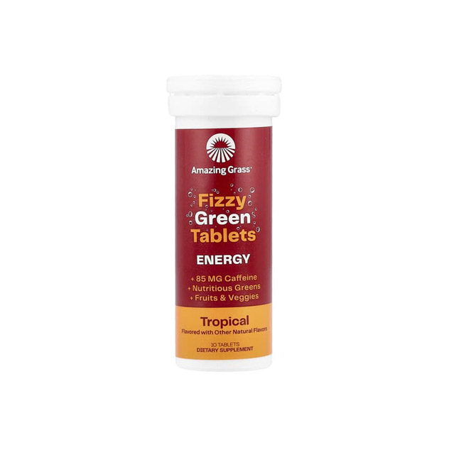 Amazing Grass – Fizzy Green Tablets, Energy, Tropical, 10 Tablets