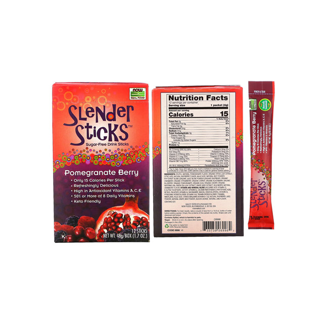 NOW Foods Real Food – Slender Sticks, Pomegranate Berry, 12 Sticks, 0.14 oz (4 g) Each