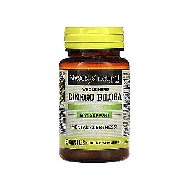 Mason Natural – Whole Herb Ginkgo Biloba (125mg), 60 Capsules