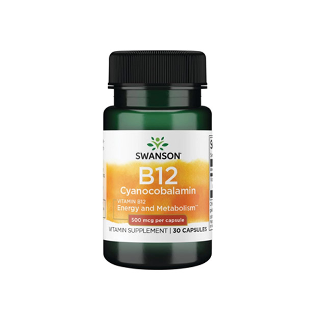 Swanson – Vitamin B12 (500mcg), 30 Capsules