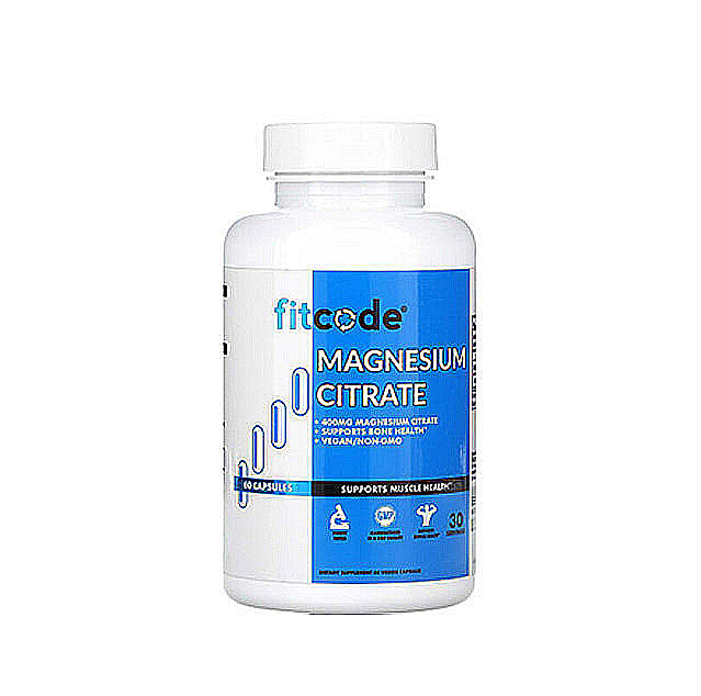 Fitcode – Magnesium Citrate (400mg), 60 Veggie Capsules (200mg per Capsule)