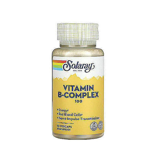 Solaray – Vitamin B-Complex 100, 50 Vegan Capsules