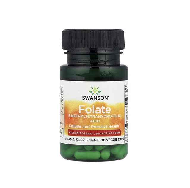 Swanson – Folate, 30 Veggie Caps (1,360 mcg DFE per Cap)