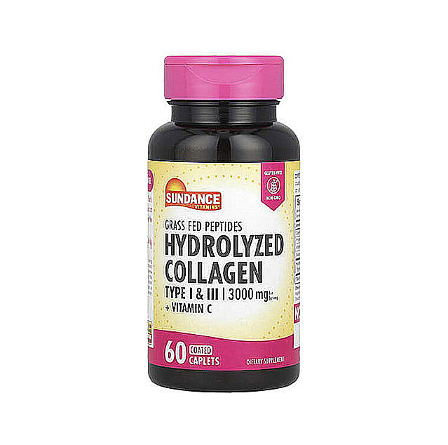 Sundance Vitamins – Hydrolyzed Collagen Type I & III + Vitamin C, 60 Coated Caplets