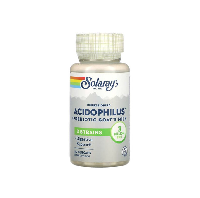 Solaray – Freeze Dried Acidophilus + Prebiotic Goat’s Milk (3 Billion), 50 Vegan Capsules