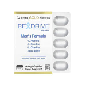 California Gold Nutrition - Rexdrive™ Men's Herbal Performance Formula with Panax Ginseng, Black Ginger, and Horny Goat Weed Extracts plus Botanical Blends, 30 Veggie Capsules