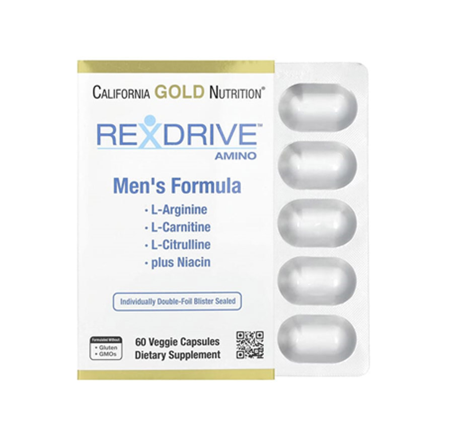 California Gold Nutrition – Rexdrive™ Men’s Herbal Performance Formula with Panax Ginseng, Black Ginger, and Horny Goat Weed Extracts plus Botanical Blends, 30 Veggie Capsules