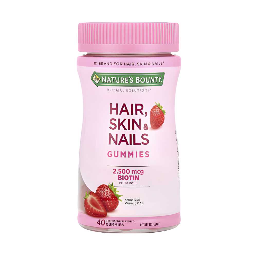 Nature’s Bounty – Optimal Solutions®, Hair, Skin & Nails Gummies, Strawberry, 40 Gummies