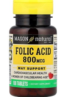 Mason Natural – Folic Acid (800mcg), 100 Tablets